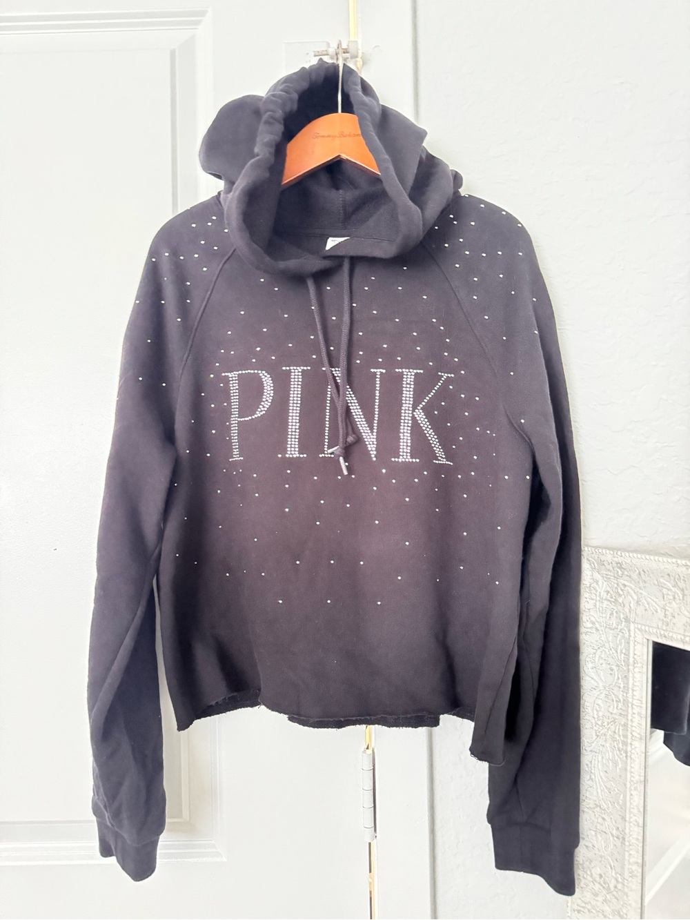 PINK Victoria's Secret Black Embellished Hoodie